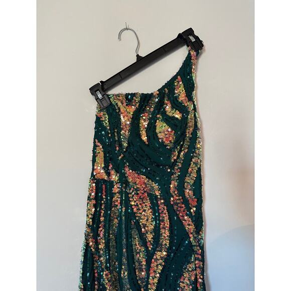 City Studio Size 1 Juniors Green Maxi Mermaid Sequin Prom Gown Dress Unique - Picture 8 of 15